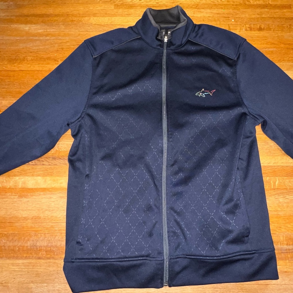 Greg Norman Tasso Ella‎ Men Medium Dark Blue Diamond Performance Full Zip Jacket